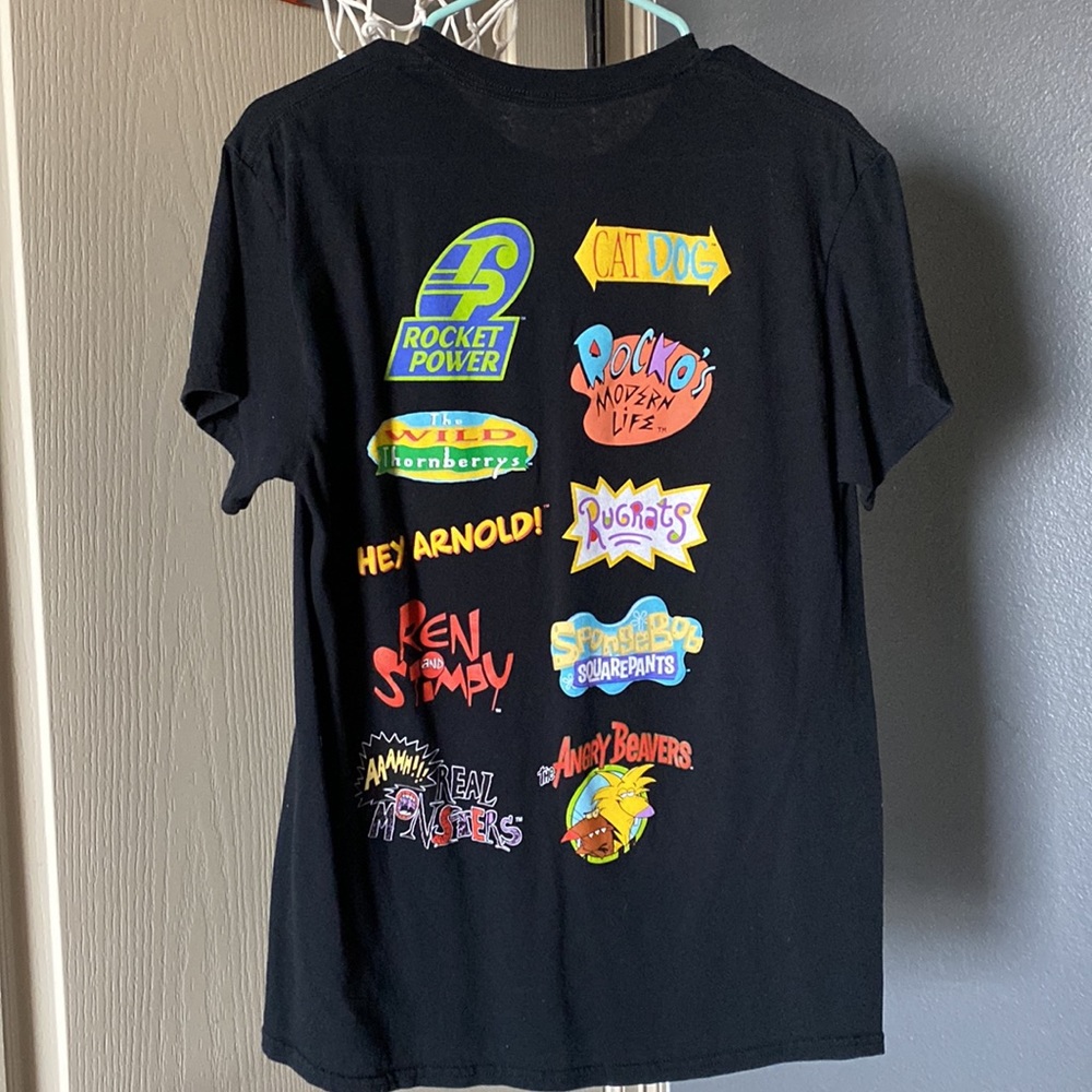 All Nickelodeon Cartoon Characters Black Graphic T Shirt - Picture 4 of 5
